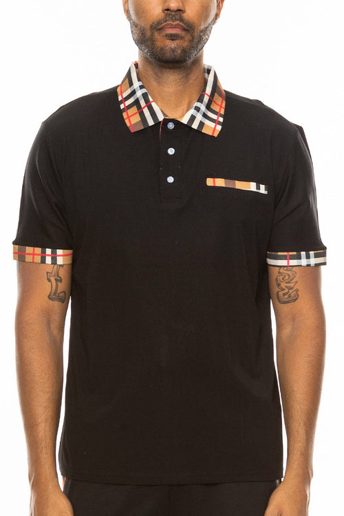 Checkered Detail Polo - Horizon Bliss