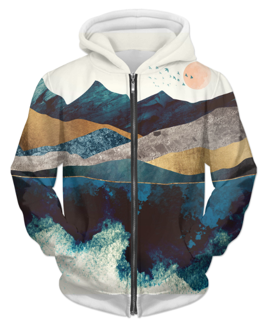 Blue Mountain Reflection 1 UNISEX ZIP HOODIE - Horizon Bliss