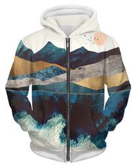 Blue Mountain Reflection 1 UNISEX ZIP HOODIE - Horizon Bliss