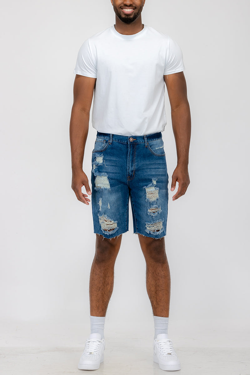 Washed Distressed Denim Shorts - Horizon Bliss