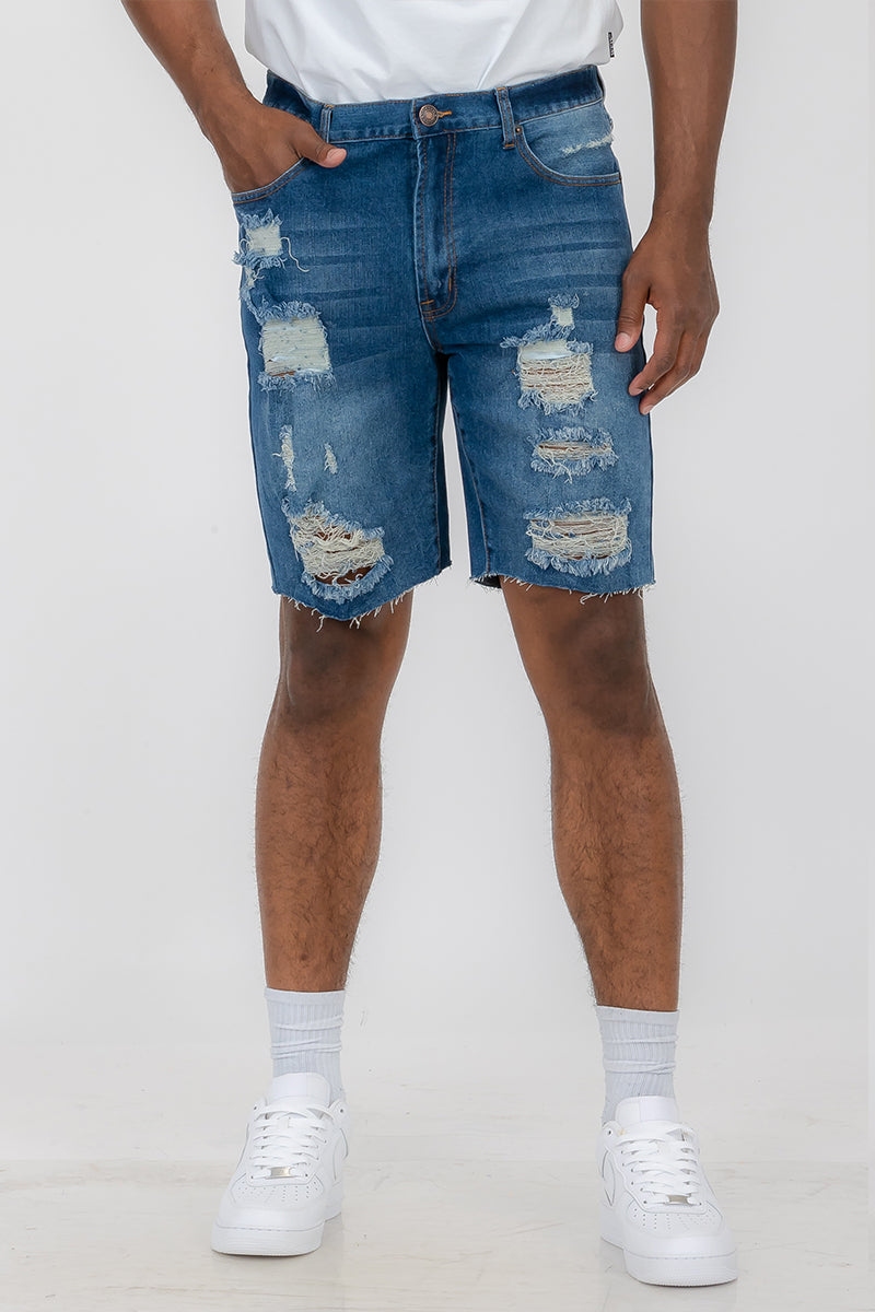 Washed Distressed Denim Shorts - Horizon Bliss