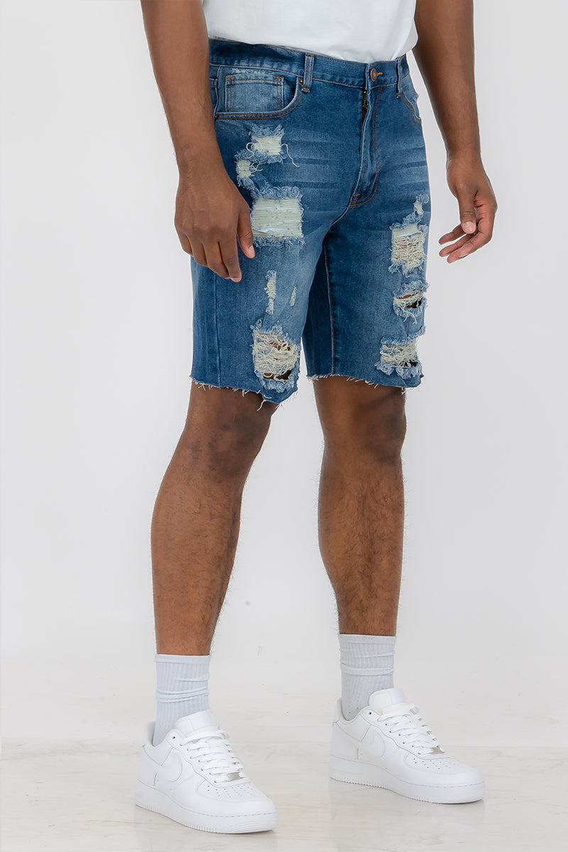 Washed Distressed Denim Shorts - Horizon Bliss