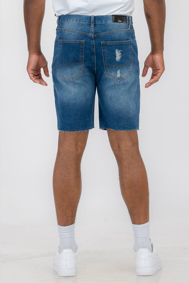 Washed Distressed Denim Shorts - Horizon Bliss