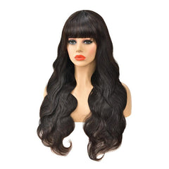 Body Wave Human Hair Wigs With Bangs Full Machine Made Brazilian Human - Horizon Bliss