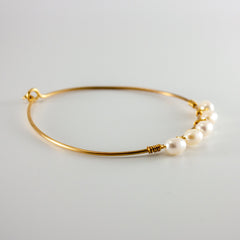 Freshwater Rice Pearl Wrapped Gold Bangle