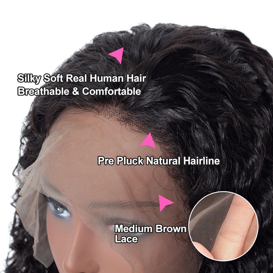 Deep Wave 13x6 Transparent Lace Frontal Brazilian Human Hair Wigs - Horizon Bliss