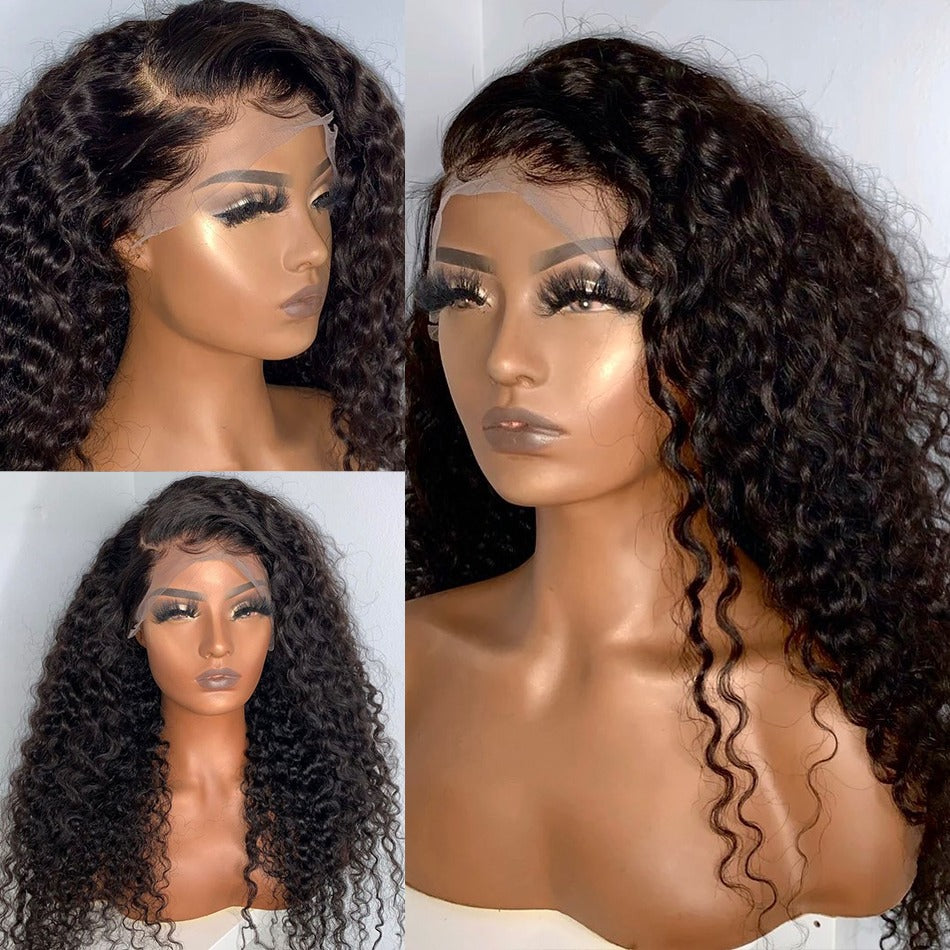 13x4 HD Transparent Lace Frontal Deep Wave Human Hair Wigs 200% Densit - Horizon Bliss