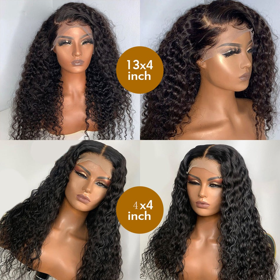 13x4 HD Transparent Lace Frontal Deep Wave Human Hair Wigs 200% Densit - Horizon Bliss