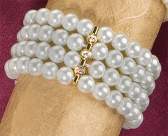 Ivy Lane Design 56-2234/GOL Pearls Bracelet With Stone And Gold Bar - Horizon Bliss