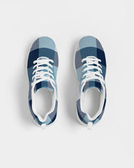 Mens Sneakers, Blue Plaid Low Top Canvas Running Shoes - Horizon Bliss