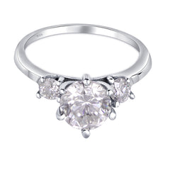 White Moissanite 3-Stone Ring Sterling Silver