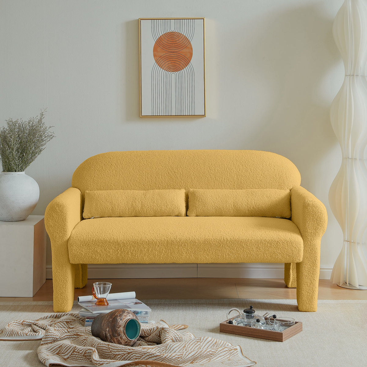 modern boucle loveseat for Living room