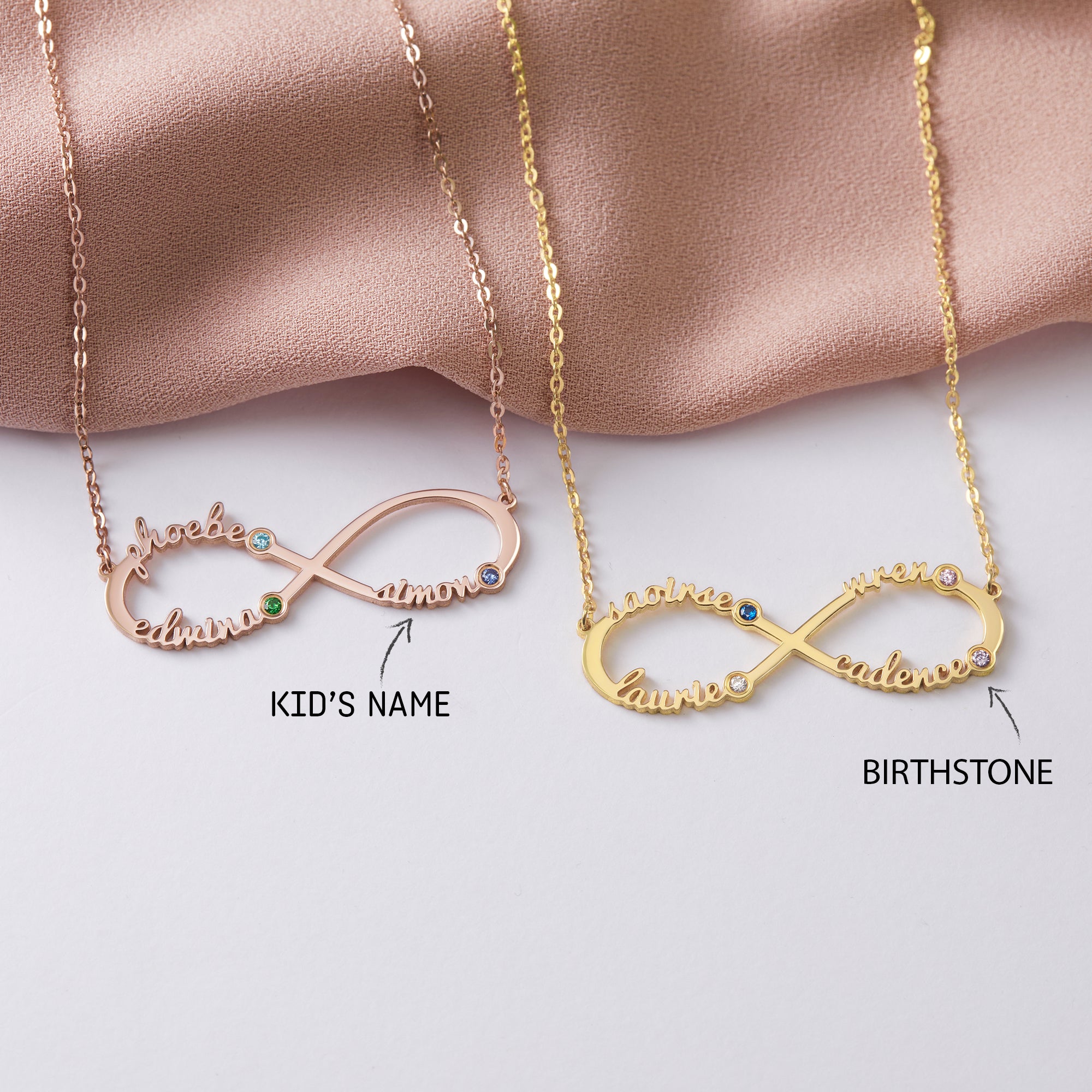 Personalized Infinity Necklace, Mother Necklace with Kids Names - Horizon Bliss