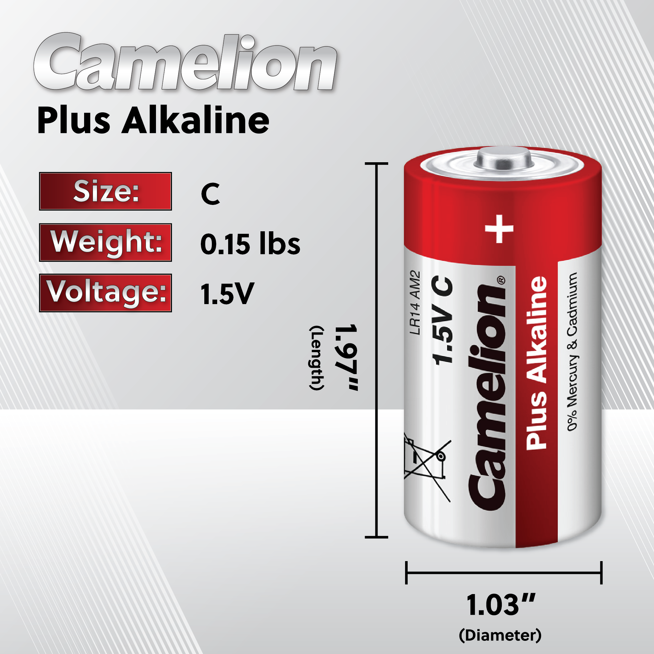 Camelion C Alkaline Plus Blister Pack of 2