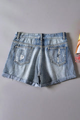 Women Bleu Vintage Faded and Distressed Jean Shorts - Horizon Bliss