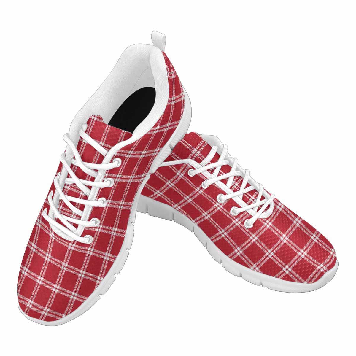 Sneakers For Men,   Buffalo Plaid Red And White - Running Shoes Dg865 - Horizon Bliss