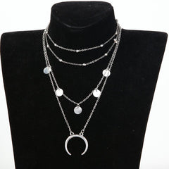 Crescent Horn Moon Layered Necklace - Horizon Bliss