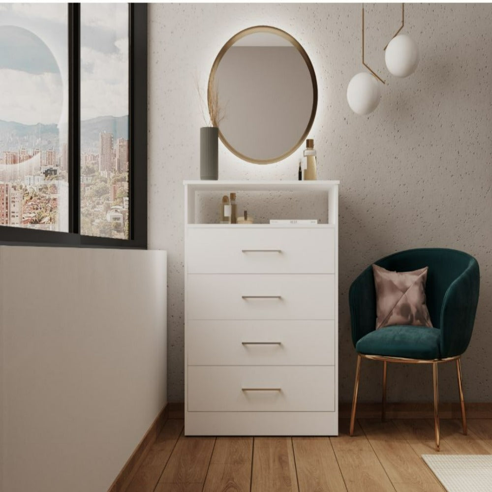 Dresser Atlanta, Four Drawers, White Finish - Horizon Bliss