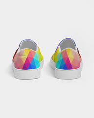 Womens Sneakers - Canvas Slip On Shoes, Multicolor Retro Print - Horizon Bliss