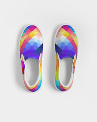 Womens Sneakers - Canvas Slip On Shoes, Multicolor Retro Print - Horizon Bliss