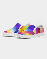 Womens Sneakers - Canvas Slip On Shoes, Multicolor Retro Print - Horizon Bliss