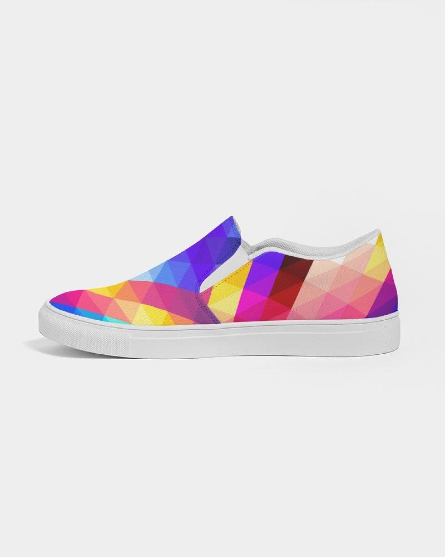 Womens Sneakers - Canvas Slip On Shoes, Multicolor Retro Print - Horizon Bliss