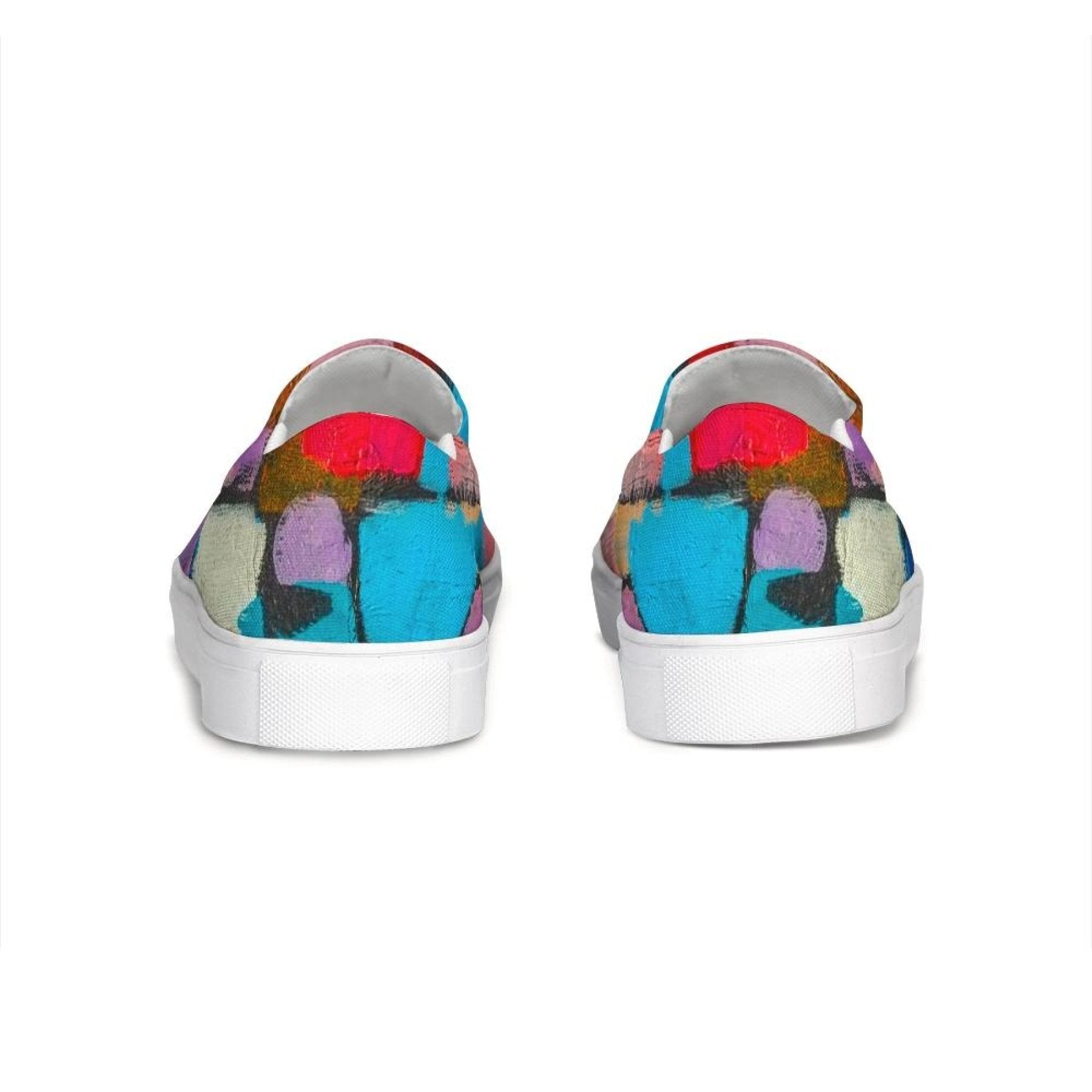 Womens Sneakers - Multicolor Geometric Style Low Top Slip-on Canvas - Horizon Bliss