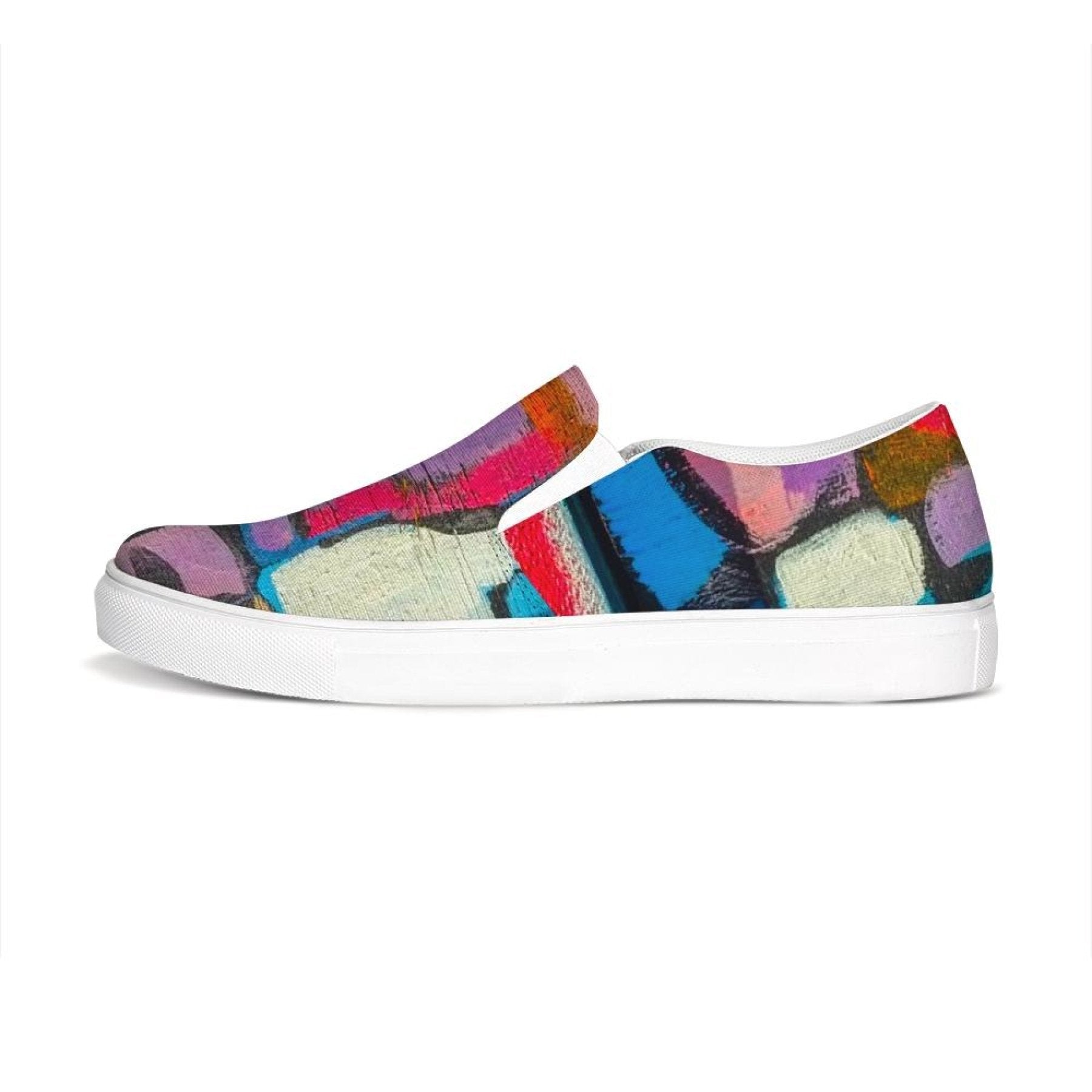 Womens Sneakers - Multicolor Geometric Style Low Top Slip-on Canvas - Horizon Bliss