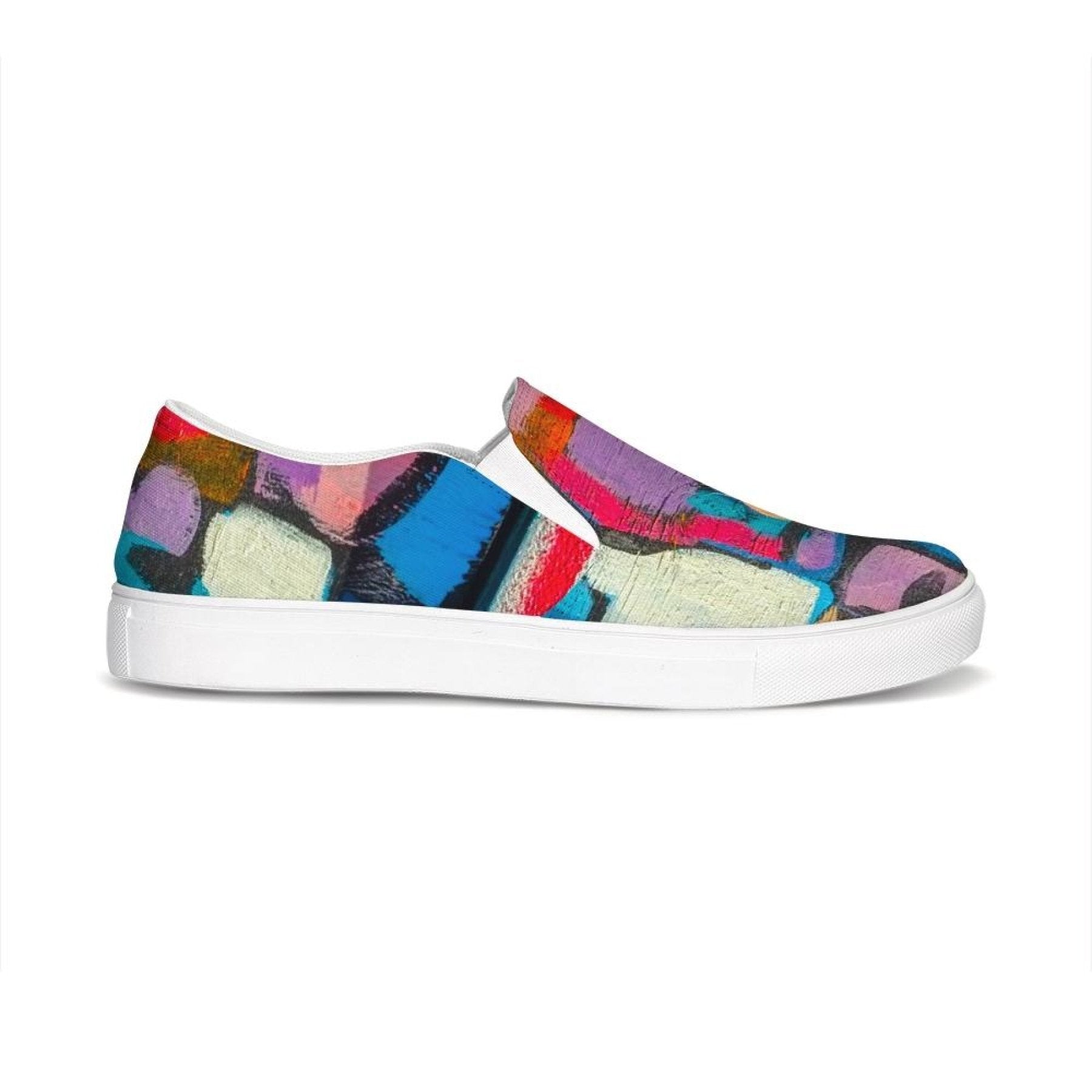 Womens Sneakers - Multicolor Geometric Style Low Top Slip-on Canvas - Horizon Bliss