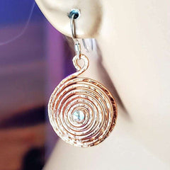 Copper Crystal Embedded Spiral Hoop Earrings - Horizon Bliss