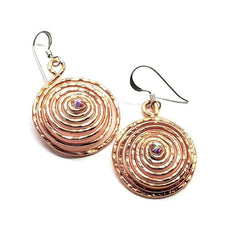 Copper Crystal Embedded Spiral Hoop Earrings - Horizon Bliss