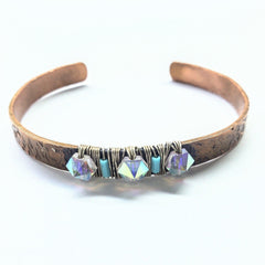 Crystal Spike Bead Copper Cuff