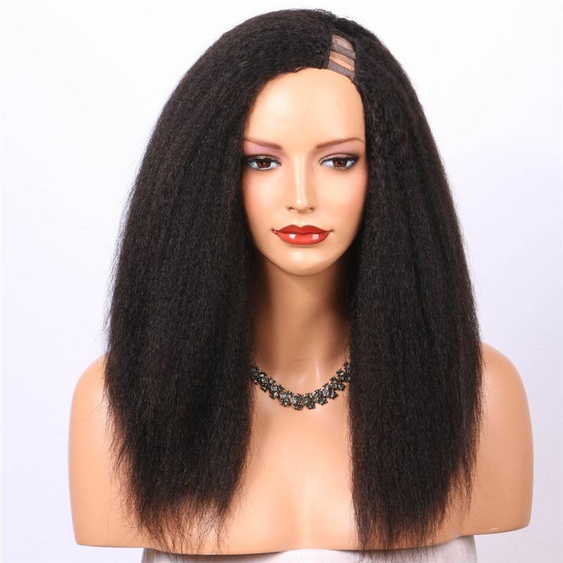 U Part Wig Kinky Straight Human Hair Wigs For Black Women Brazilian Re - Horizon Bliss