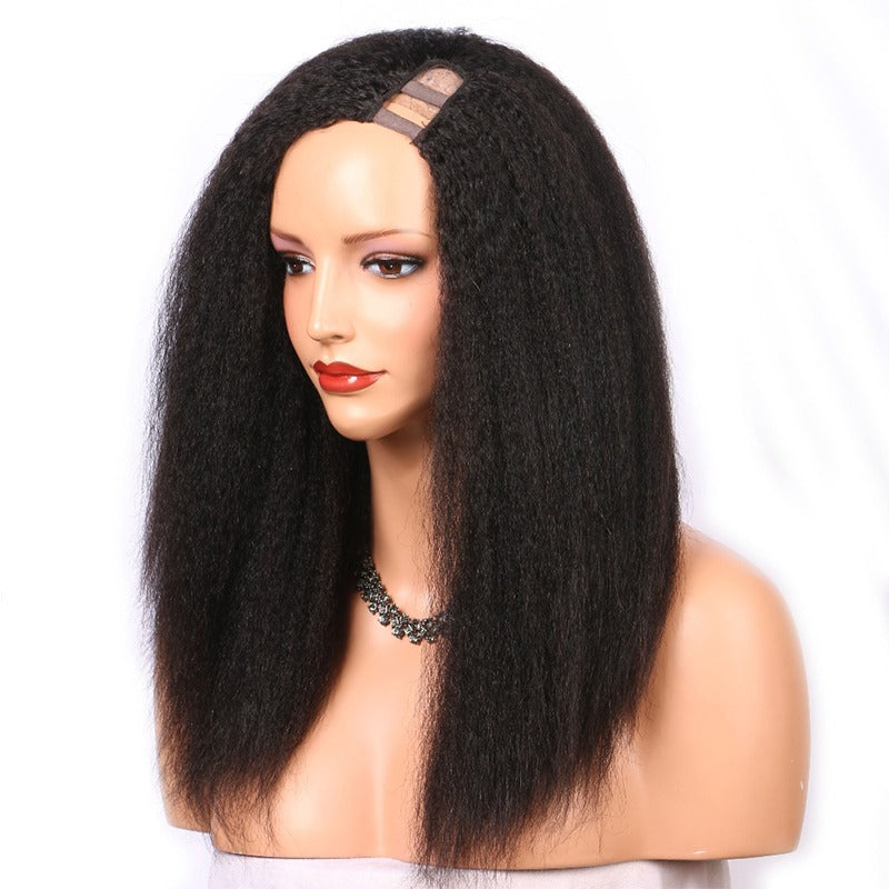 U Part Wig Kinky Straight Human Hair Wigs For Black Women Brazilian Re - Horizon Bliss