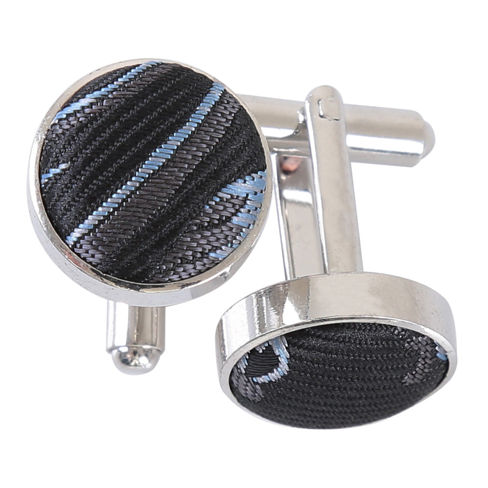 Cypress Paisley Cufflinks - Black & Silver