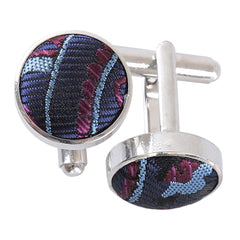 Cypress Paisley Cufflinks - Navy & Burgundy