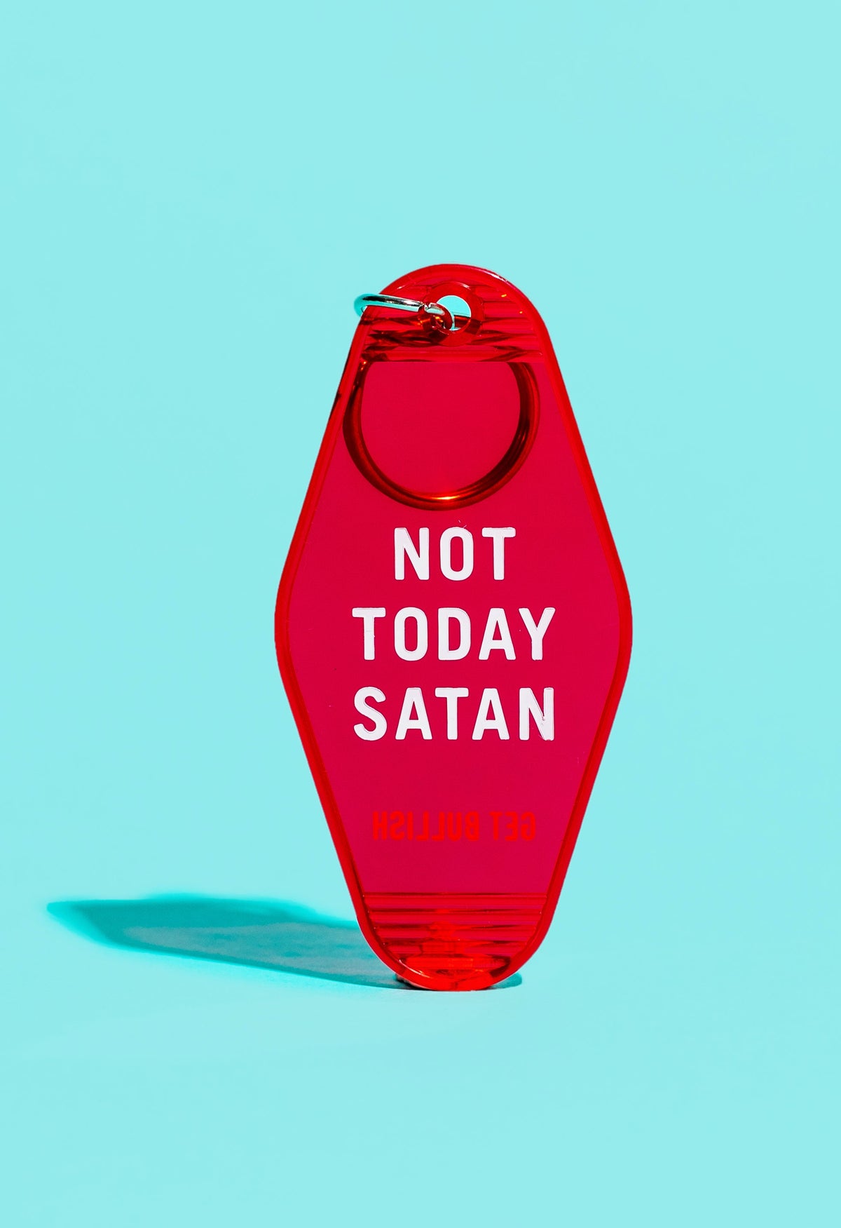 Not Today Satan Red Translucent Motel Style Keychain