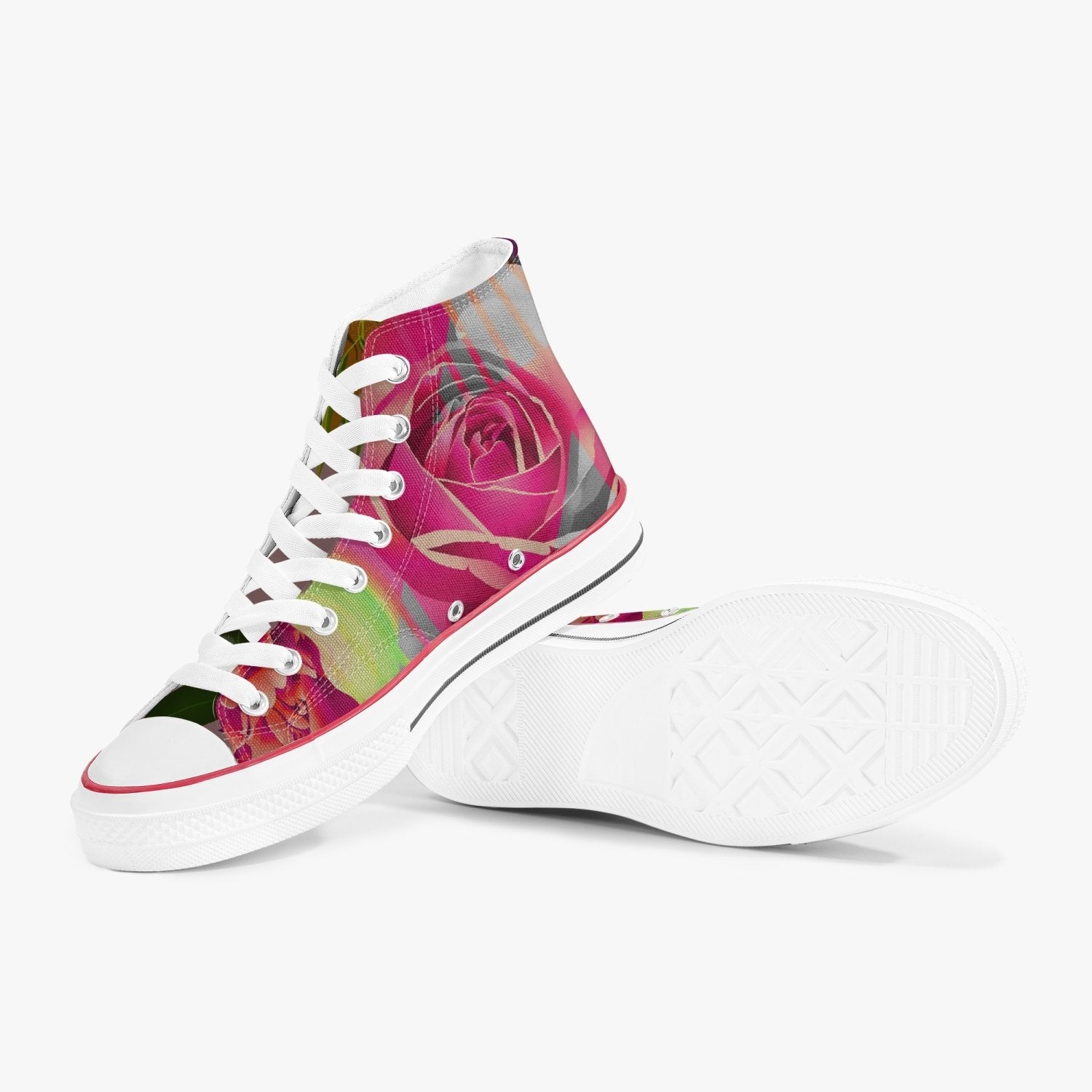 Jacki Easlick Couture Floral Neon High-Top Canvas Sneakers