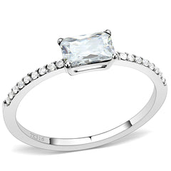 DA009 - High polished (no plating) Stainless Steel Ring with Cubic  in