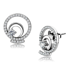 DA069 - High polished (no plating) Stainless Steel Earrings with AAA