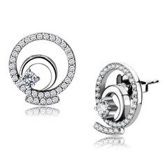 DA069 - High polished (no plating) Stainless Steel Earrings with AAA