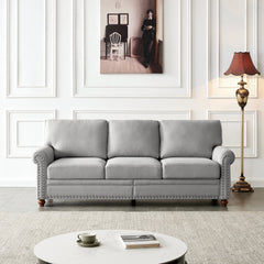 Linen Fabric Upholstery with Storage Sofa (Grey) - Horizon Bliss