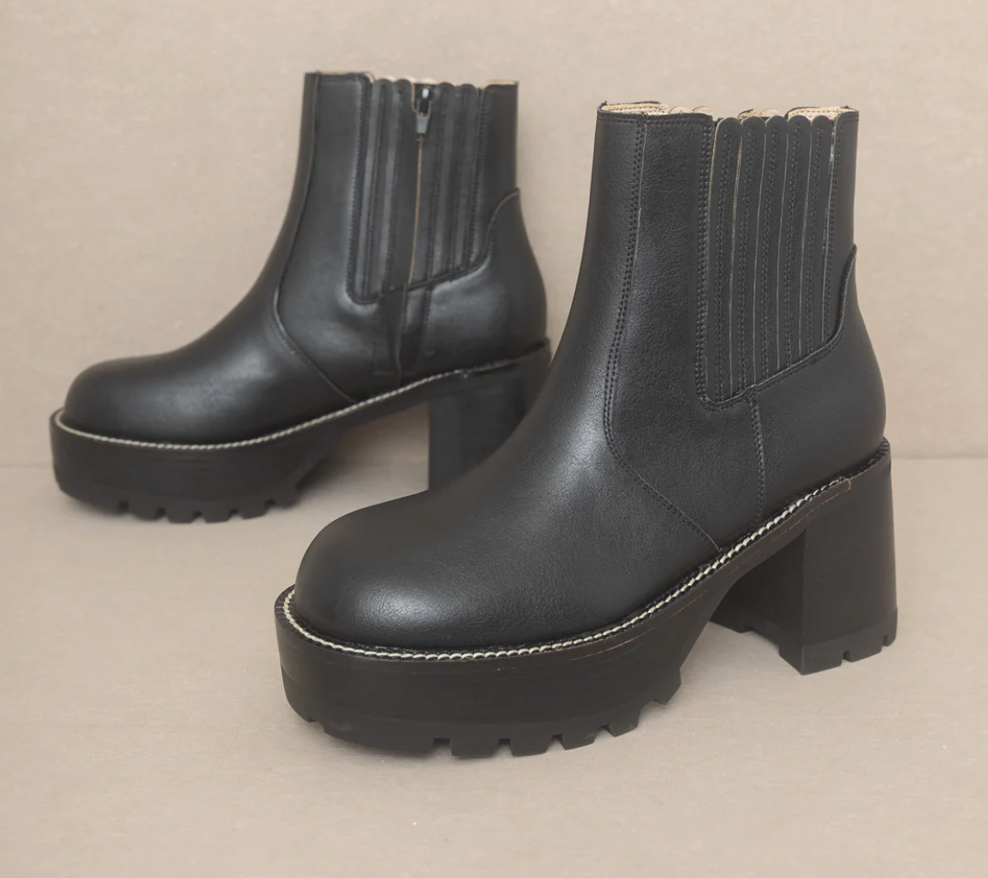 The Allison Midnight Chunky Platform Paneled Boots - Horizon Bliss