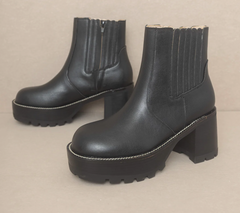 The Allison Midnight Chunky Platform Paneled Boots - Horizon Bliss