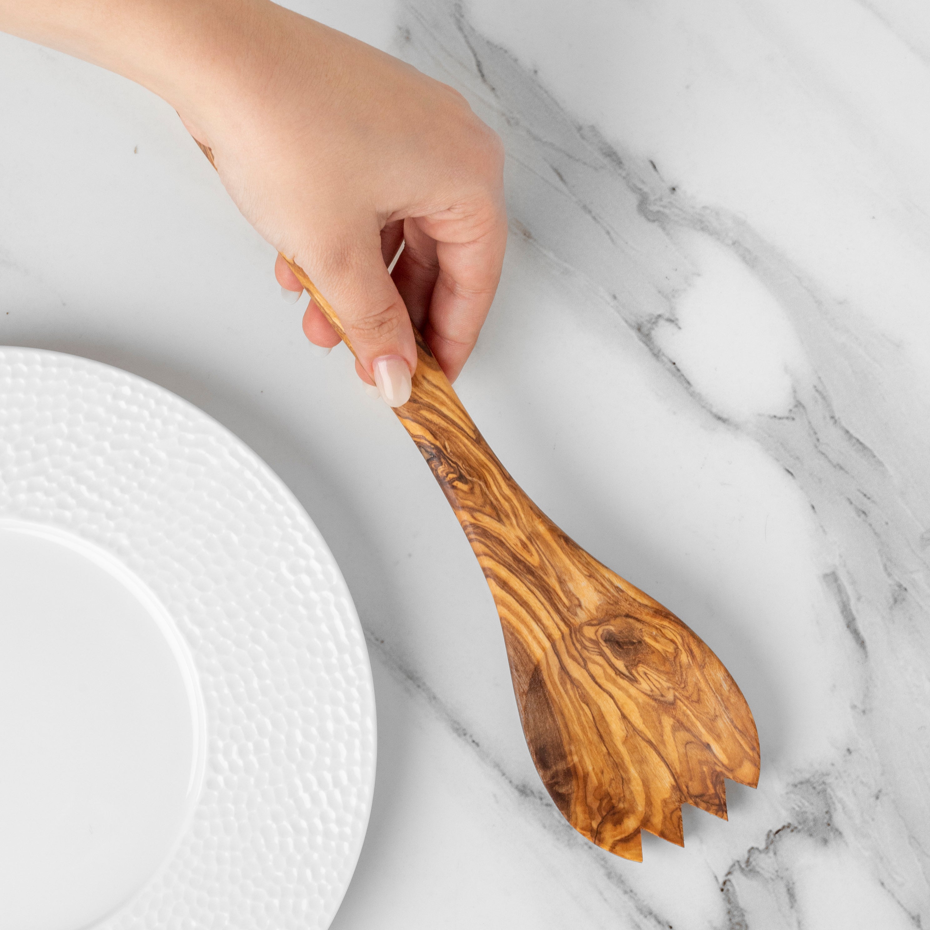 Handmade Olive Wood Salad Spork, 11.8"