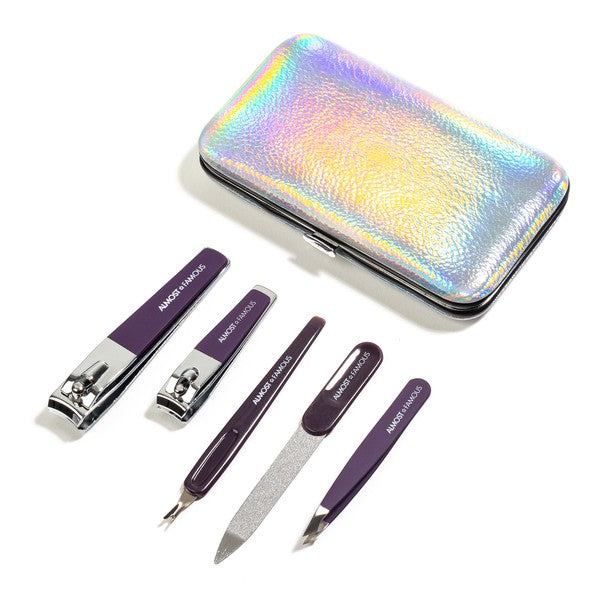 Almost Famous Manicure Kit w/ Silver Holographic travel case - Horizon Bliss