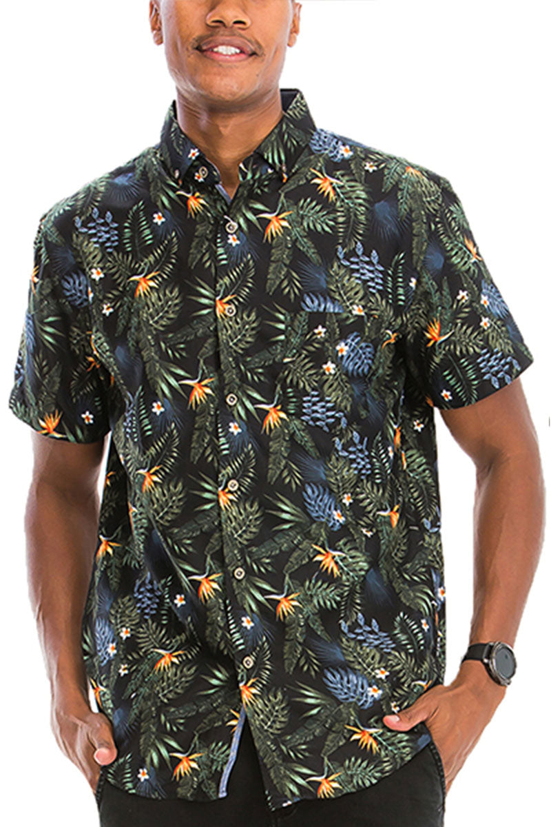 Hawaiian Print Button Down Shirt - Horizon Bliss