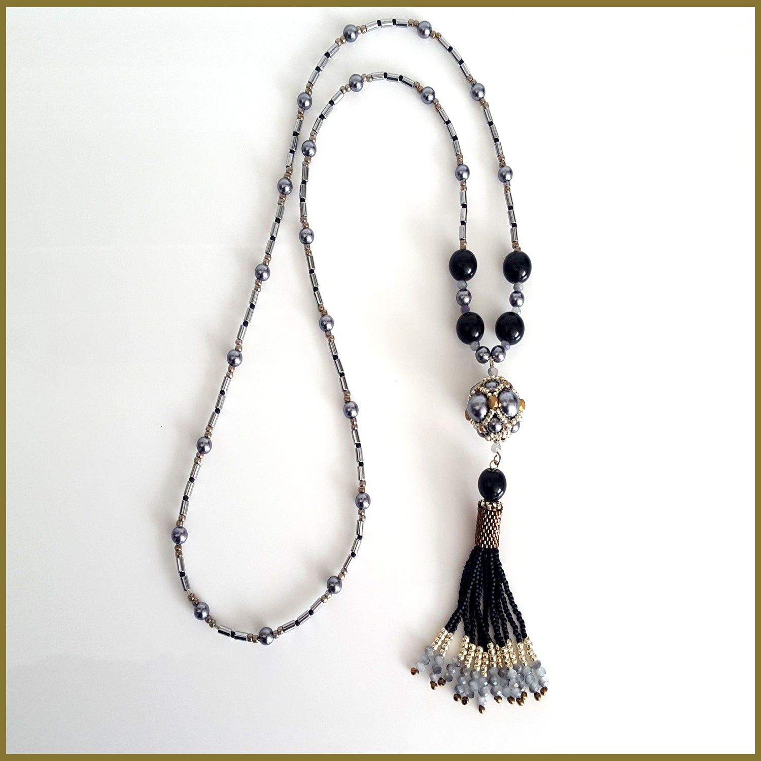 "NEW" Black Beaded Tassel and Hematite - Horizon Bliss