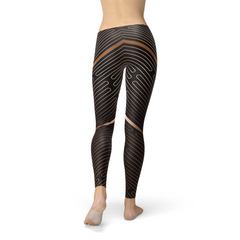 Womens Striped Lines Sports Brown Leggings - Horizon Bliss