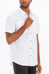 TWO POCKET BUTTON DOWN SHIRT (WHITE) - Horizon Bliss